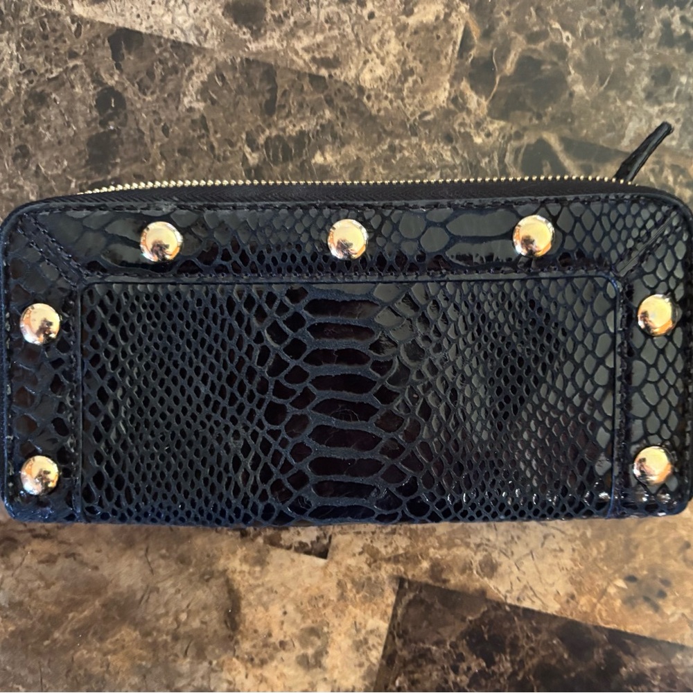 Michael Kors Black Snakeskin Wallet with Gold Accents - Picture 3 of 5